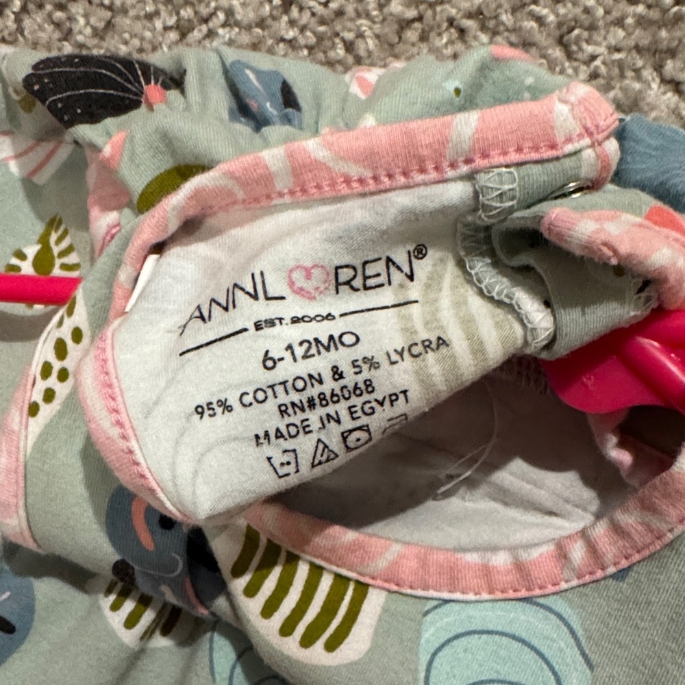 AnnLoren Baby onesie with Pink and Green Patterns